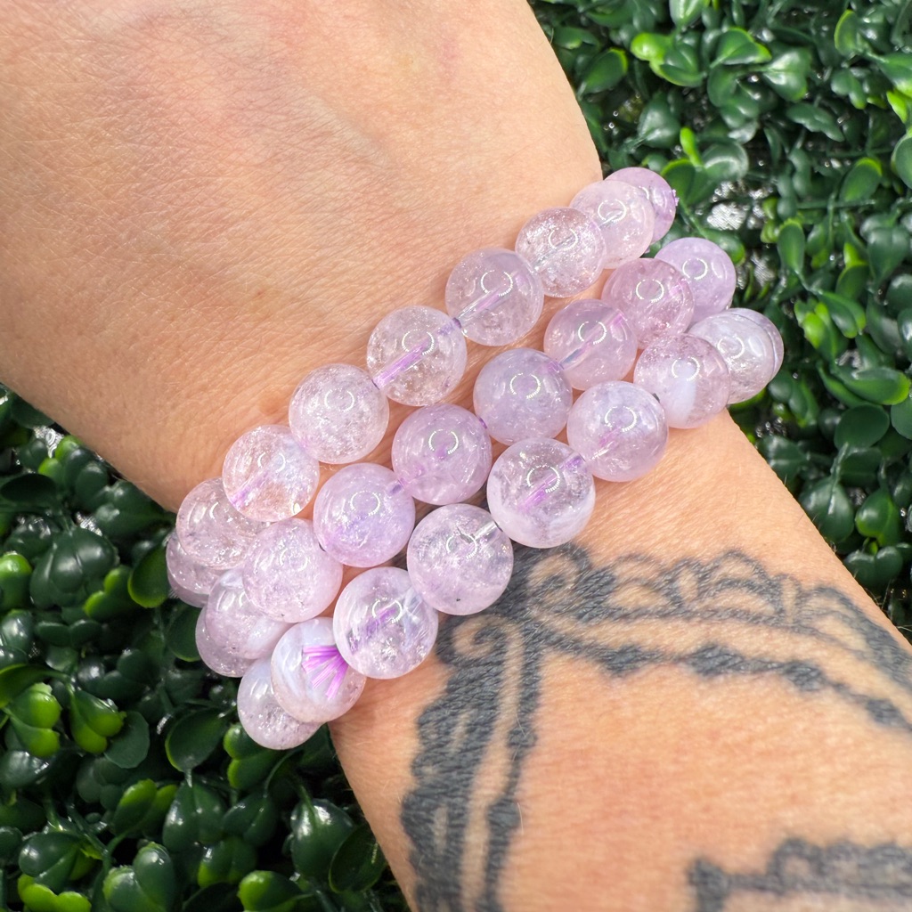 Stunning 9mm Lavender Moon Quartz Beaded Bracelet
